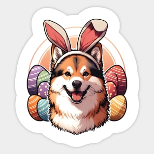 Norwegian Buhund's Easter Celebration with Bunny Ears Sticker